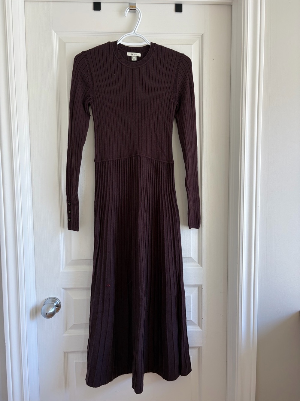 Long Ribbed Knit Maxi Dress in Deep Purple